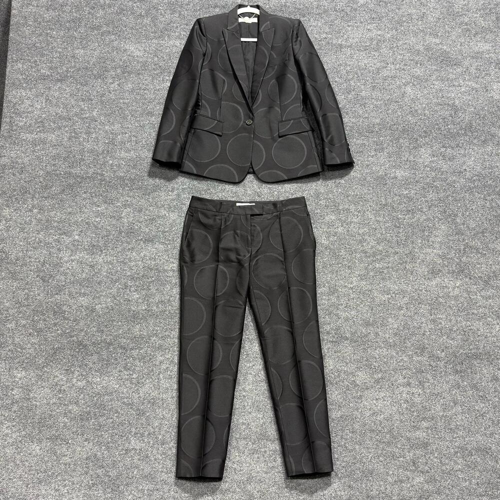Stella McCartney Suit Set Womens 42 Black Jacquard Pant Suit Blazer Pants Circle